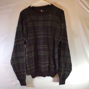 Vintage Trading Company Plaid Knit Sweater XL Dark Academia Grandpa Core 90s